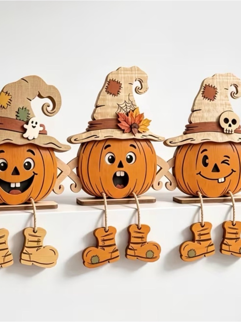 Orange Pumpkin Witch Hat Shelf Decor - Home Accents